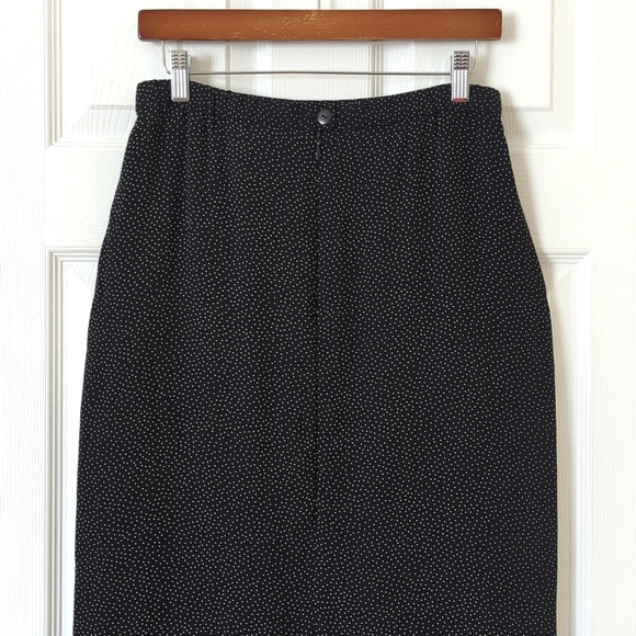 Pendleton Y2K Vintage Spotted High Waisted Side Slit Midi Skirt Black White 10 - Picture 9 of 12